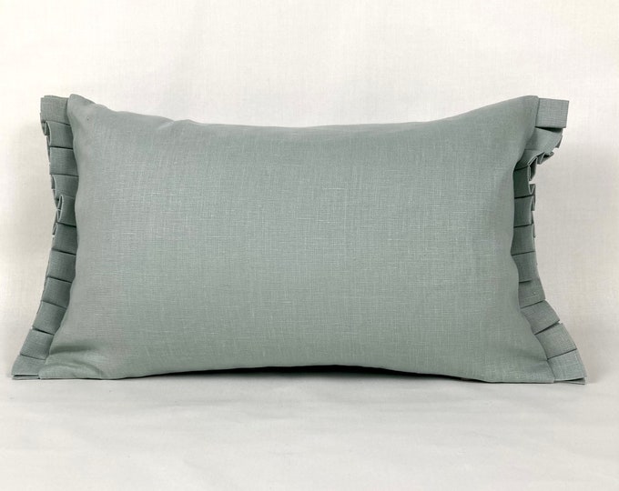 Robin’s egg blue linen lumbar pillow cover