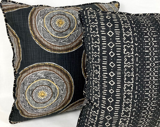 Large circles on black pillow cover