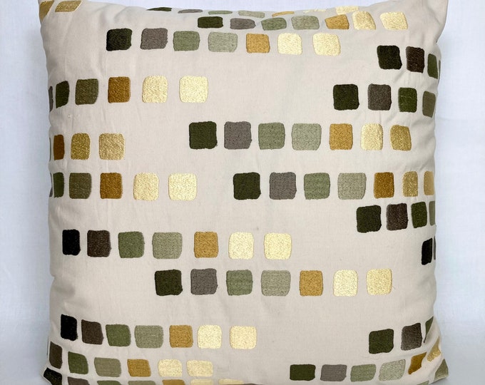 Earth-toned colored squares pillow cover