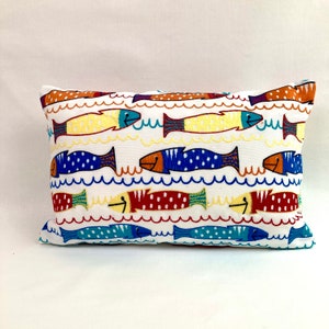 Embroidered fish outdoor pillow cover
