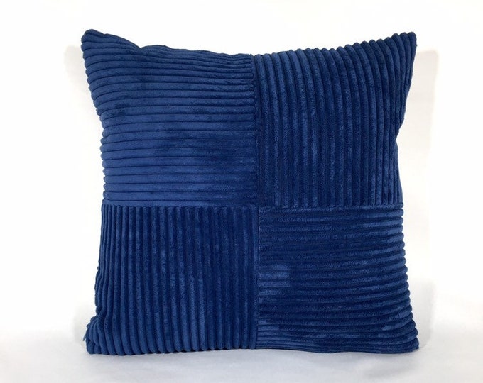 Navy fur corduroy pillow cover