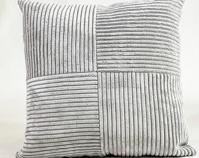 Silver gray four square corduroy pillow cover