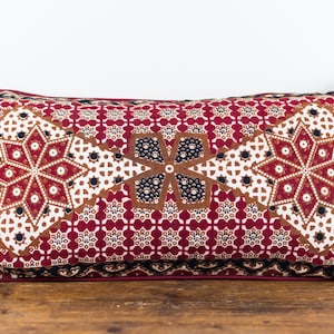 Maroon and brown block printed pillow cover