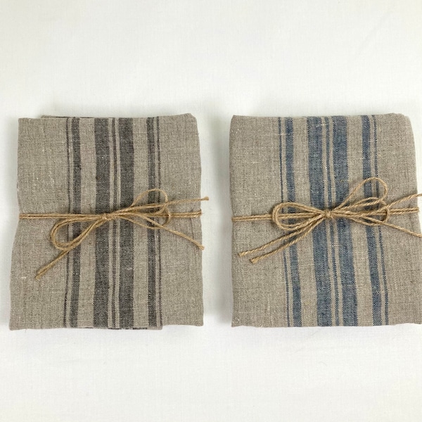 Striped linen tea towel