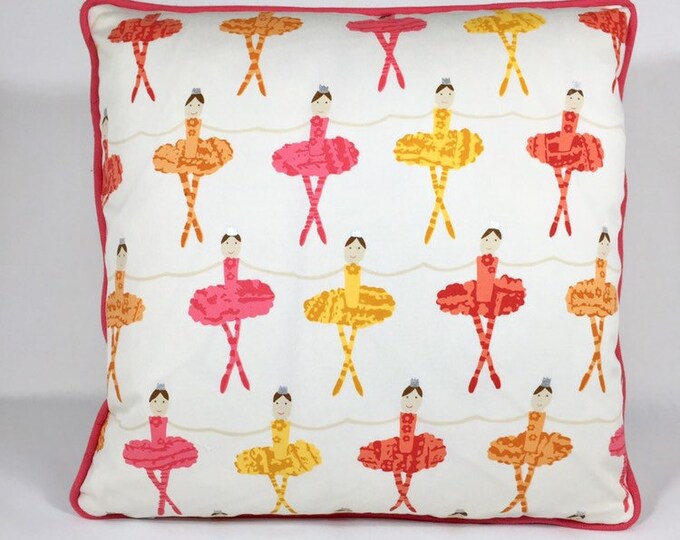 Pink, orange and gold ballerina pillow cover