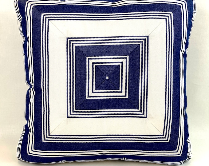 Navy and white striped pillow cover