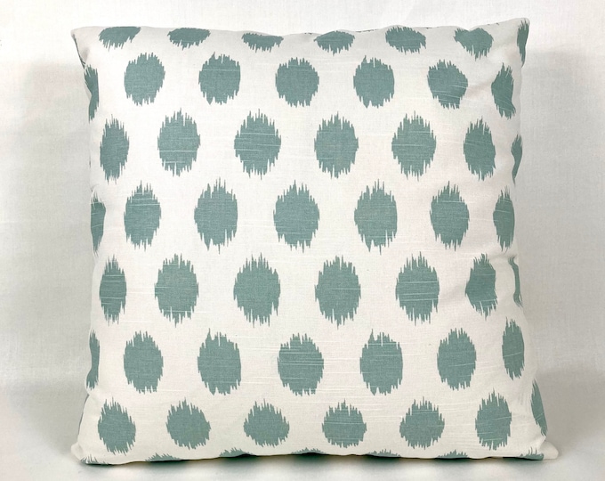 Robin’s egg blue dots on white pillow cover