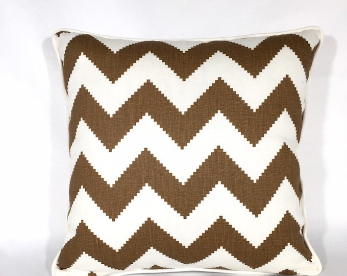 Brown and Ivory Chevron Pillow Cover