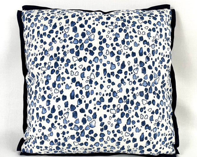 Blue and white pillow cover with flat flange