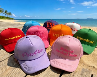 Custom 3D PUFF Foam Trucker Hat, Custom hat,Personalized Foam Hat, Unisex Foam Trucker Hat, PartyTrucker hats,Baseball Cap, High Crown Hat