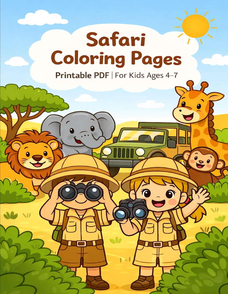Safari Coloring Pages for Kids | Preschool Worksheets | Printable PDF ...