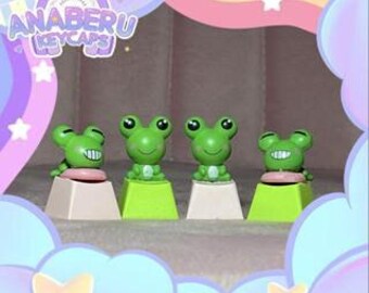 Custom Artisan Green Frog Froglet Keycaps