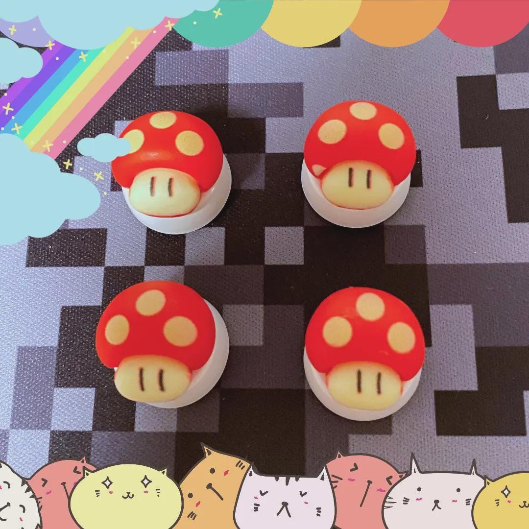 Custom Artisan Mario Mushroom Keycaps for Mechanical Keyboard Cute ...