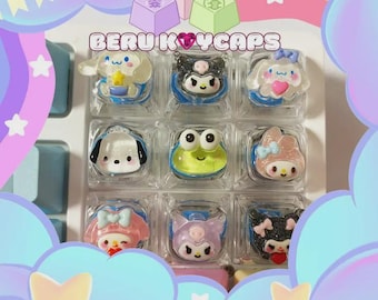 Custom Artisan Sanrio keycaps melody kuromi kerropi cinnamoroll pochaco pompompurin keycaps part 2