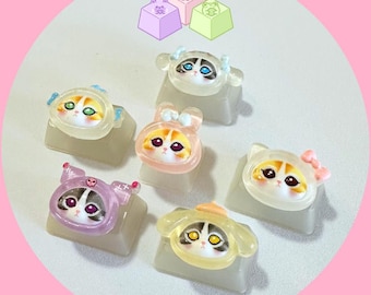 Mofusand Keycaps Sanrio Keycaps Kuromi Melody Hello Kitty Pompompurin Cinnamoroll Mechanical Keyboard