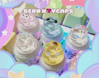 Custom Artisan Sanrio Jelly Pudding Hello kitty cinnamonroll pompompurin kuromi pochaco melody keycaps for mechanical keyboard cute keycap
