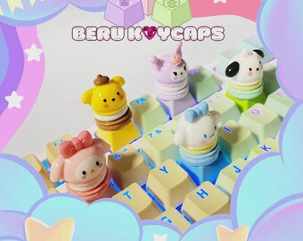 Custom Artisan Sanrio keycaps melody pochaco kuromi cinnamoroll pompompurin keycaps