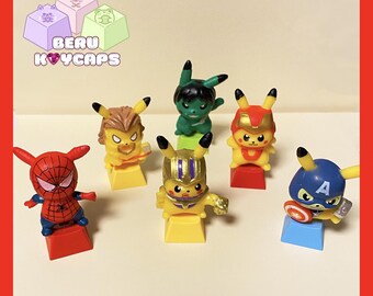 Custom Artisan Pokemon Pikachu Keycaps Avengers Keycaps Super hero Keycaps for mechanical keyboard