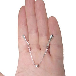 Intimklämmor i sterlingsilver med kedjepärla, icke-piercingkroppsdekoration