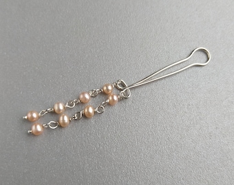 Sterling silver Fake Christina Piercing with natural peach pearls –  Non Piercing Intimate Jewelry