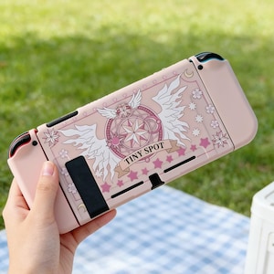Funda para Switch 2 de Chica Mágica, Funda OLED rosa con alas de Sakura para Switch, Carcasa para Switch con estrellas y luna de anime, Funda para Switch Kawaii de ensueño en tonos pastel