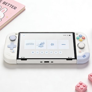 8-Bit Power Switch 2 Case, Retro Hero White Switch Case, Blue Pastel Switch OLED Case Shell, Kawaii Knight Nintendo Switch Case Cover