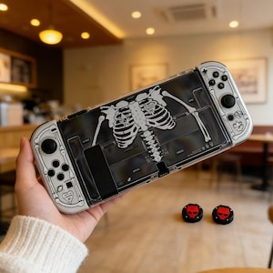 X-Ray Skeleton Switch 2 Case, Punk Ribcage Switch OLED Case, Grunge Goth Switch Case Shell, Edgy Bone Design Cover, Red Skull Gamer Gift