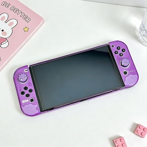 Y2K stickerbom schakelaarbehuizing, schattige beer schakelaarbehuizing voor OLED en Switch 2, esthetische keuze gelukkige schakelaarbehuizing, retro witte schakelaarbehuizing