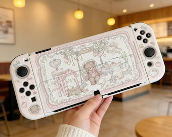 Tea Party Teddy Bear Switch 2 Case, Kawaii Rabbit Switch OLED Case, Cottagecore Strawberry Switch Case, Vintage Storybook Gamer Cover Shell