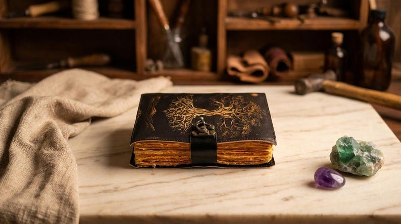 Handmade Tree of Life Leather Journal : Deckle Edge Unlined Paper Book ...
