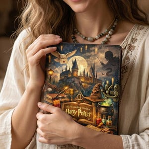 Dziennik czarodzieja od VLB, magiczny notatnik fantasy inspirowany Harrym Potterem, ręcznie robiony dziennik z krawędzią Deckle Edge i zamkiem, prezent dla pisarzy i fanów