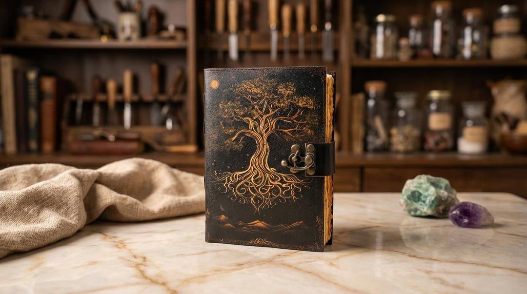 Handmade Tree of Life Leather Journal : Deckle Edge Unlined Paper Book ...