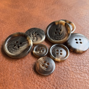 Brown Tortoise Horn Buttons, 4 Hole Resin Sewing Buttons,  Coat Jacket Suit