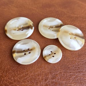 Cream Brown Marbled Resin Buttons, 4 Hole Round Sewing Buttons for Coat Shirt Cardigan, Size Options 15mm to 28mm