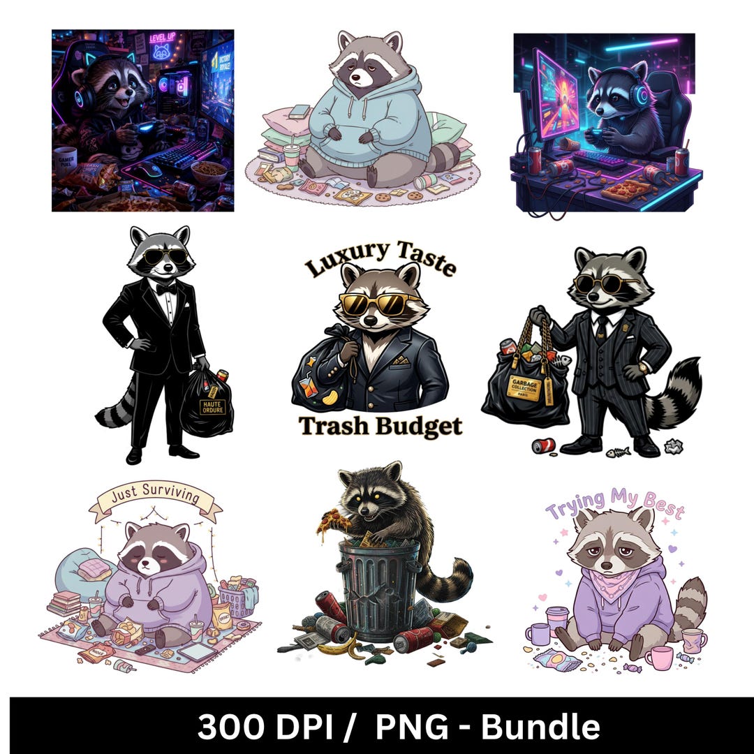Raccoon Png Bundle, Raccoon Meme Png, Cute Funny Trash Panda Designs ...