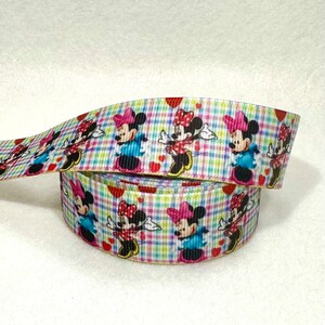Minnie plaid grosgrain ribbon - 1” wide - By the yard - Hair bows - Children’s Kids & Pet Crafts - Sewing - Gift wrap - Scrapbooking