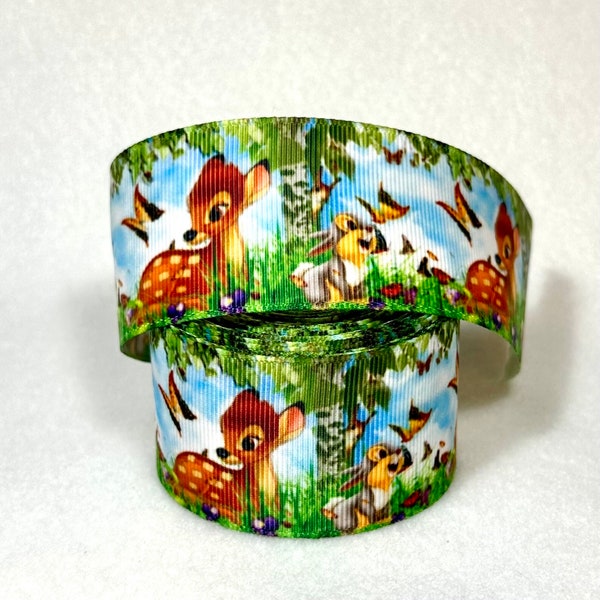 Bambi Thumper grosgrain ribbon - 1.5” wide - By the yard - Hair bows - Children’s Kids & Pet Crafts - Sewing - Gift wrap - Scrapbooking