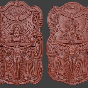 Holy Trinity Relief STL Model CNC Wall Art 3D Print Decor image 6