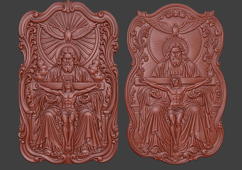 Holy Trinity Relief STL Model CNC Wall Art 3D Print Decor image 6