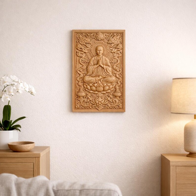 Buddha Dragon Relief CNC File - 3D STL Model for Wood Carving (digital ...