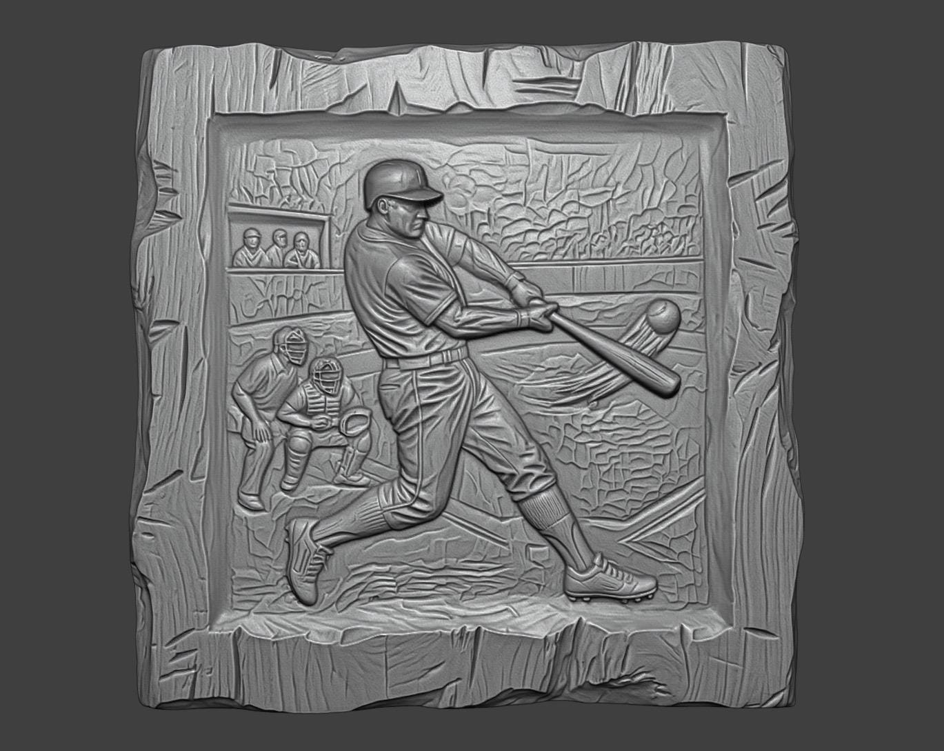 Baseball Player Relief STL | CNC Wood Carving 3D Model (digital ...
