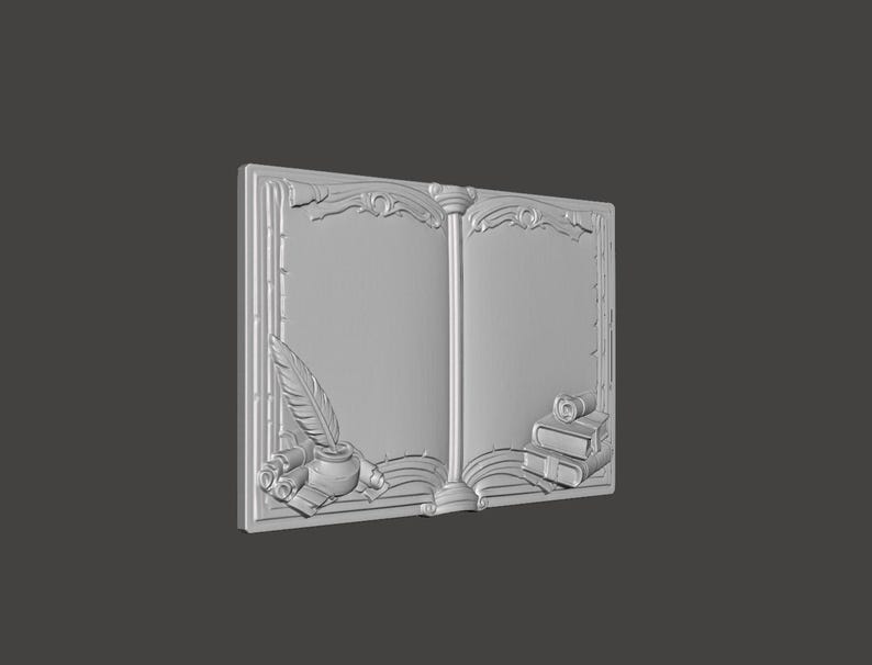 Vintage Open Book Frame STL for CNC – Decorative Quote Book Relief ...