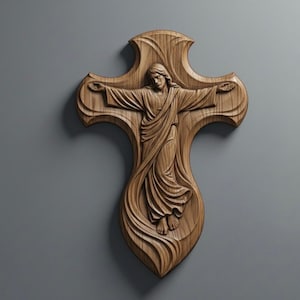 Crucified Jesus Cross STL File | 3D Relief Model for CNC & 3D Printing (Digital Download) image 1