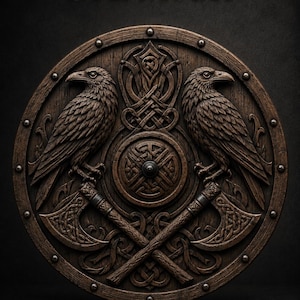 Viking Raven STL-modell Nordisk yxa Väggdekor CNC-relief