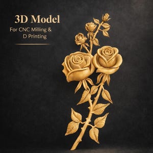 File STL 3D di rose per router CNC e stampa 3D / Intaglio decorativo floreale