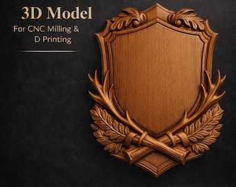 Deer Antler Trophy Plaque STL | Hunting Wall Mount | CNC Router 3D