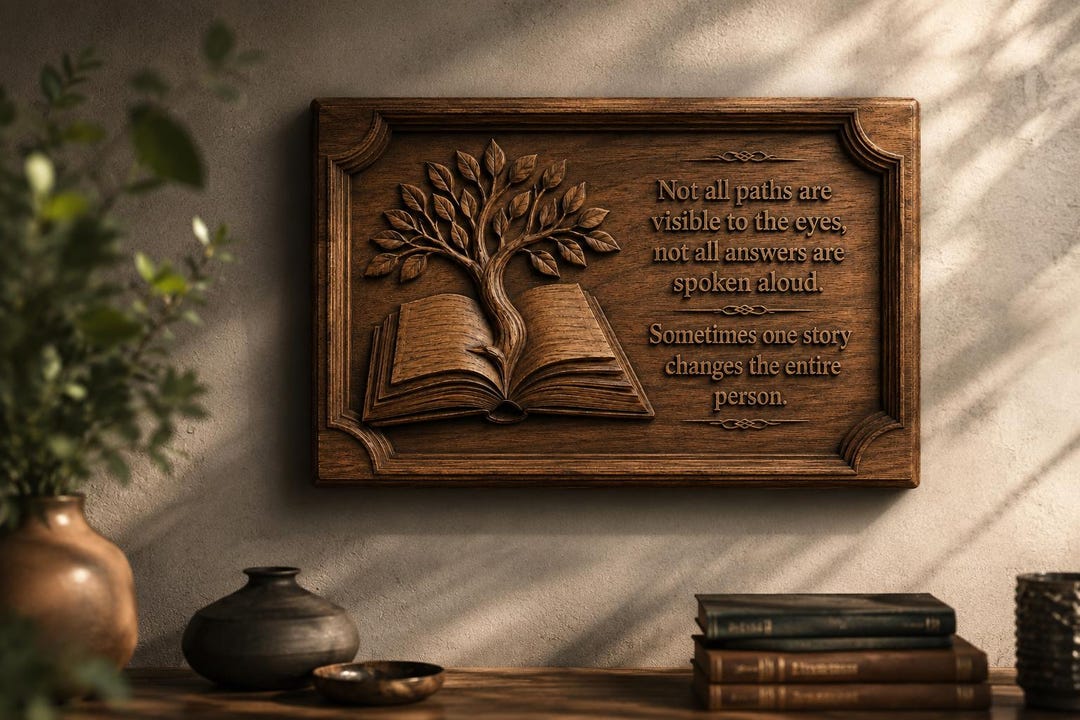 Tree of Wisdom Book Relief STL CNC Wood Carving Wall Decor Panel - Etsy