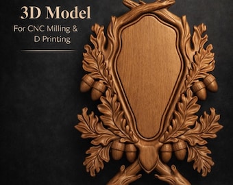 Hunting Trophy Shield STL File, CNC Carved Wood Ornament (Digital Download)