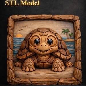 Turtle Relief STL File | CNC Wood Carving 3D Model (Digital Download)