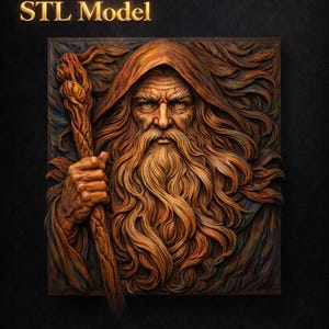 Wizard Wood Carving STL Model | Fantasy Relief Wall Art (Digital Download)